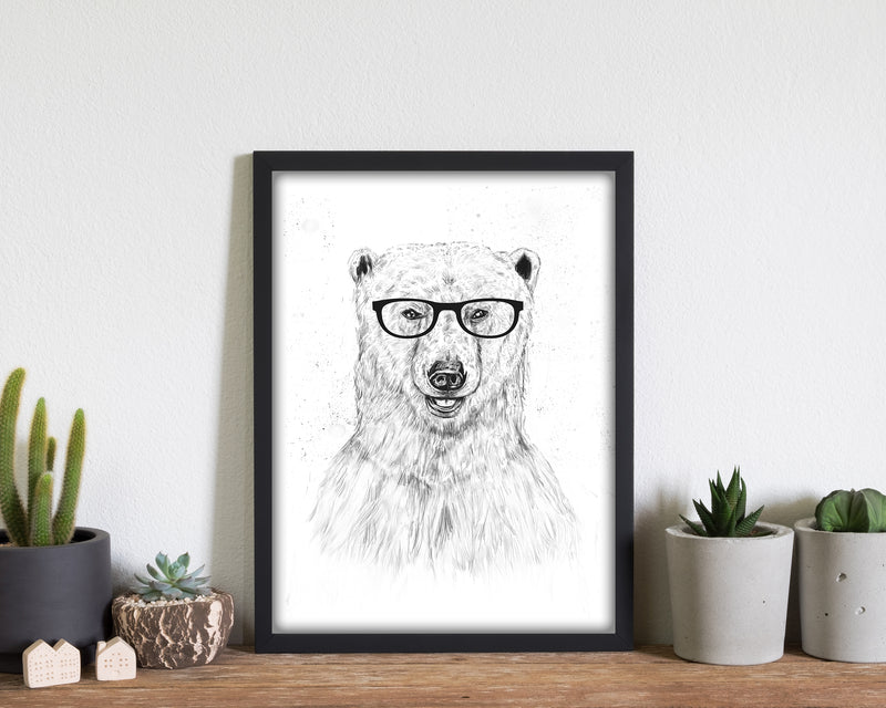 Geeky Bear Animal Art Print by Balaz Solti