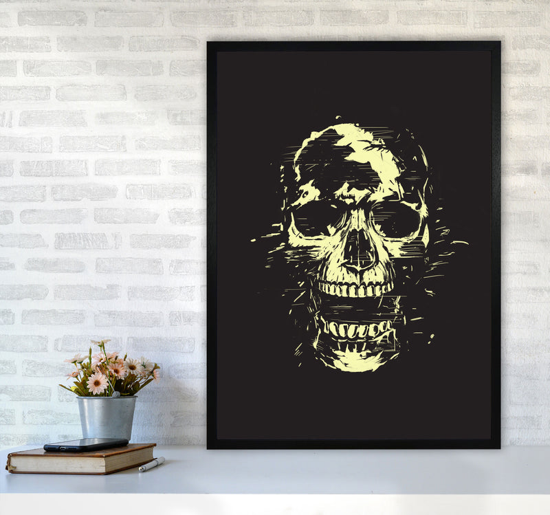 Scream Skull Black Art Print by Balaz Solti A1 White Frame