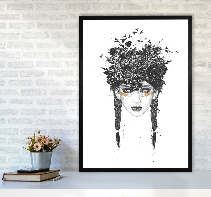 Summer Queen B&W Art Print by Balaz Solti A1 White Frame