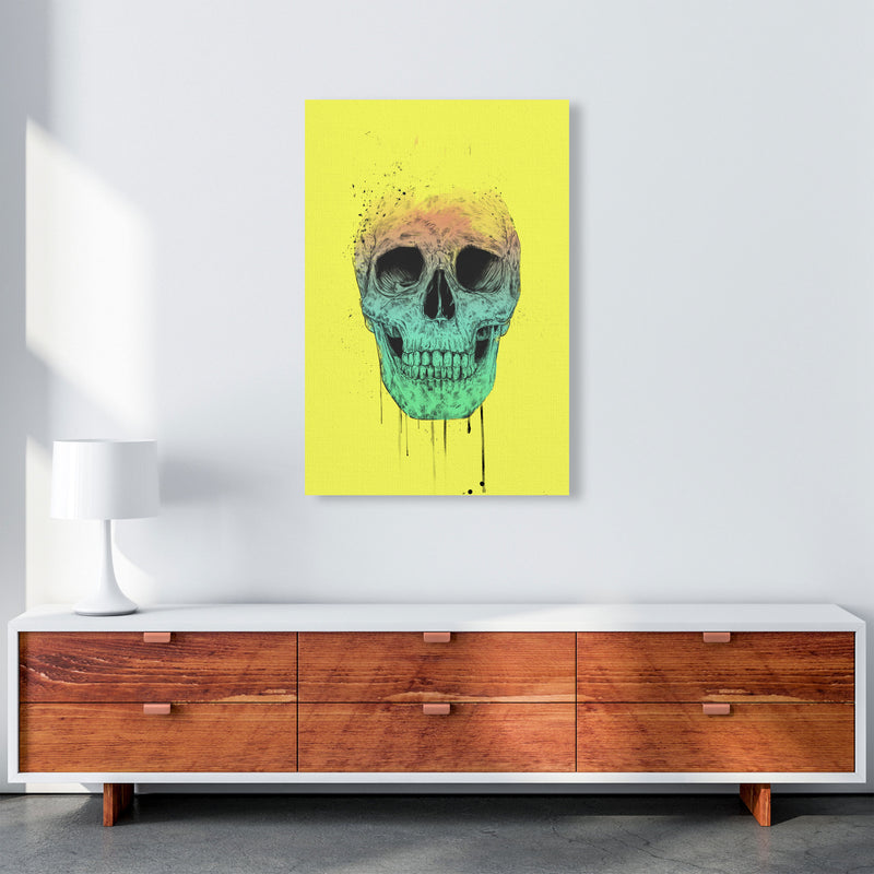 Yellow Pop Art Skull Art Print by Balaz Solti A1 Canvas