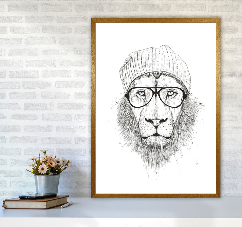 Cool Hipster Lion B&W Animal Art Print by Balaz Solti A1 Print Only