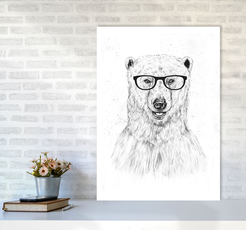 Geeky Bear Animal Art Print by Balaz Solti A1 Black Frame