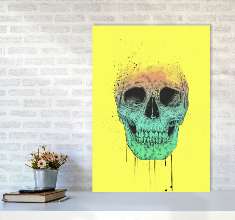 Yellow Pop Art Skull Art Print by Balaz Solti A1 Black Frame
