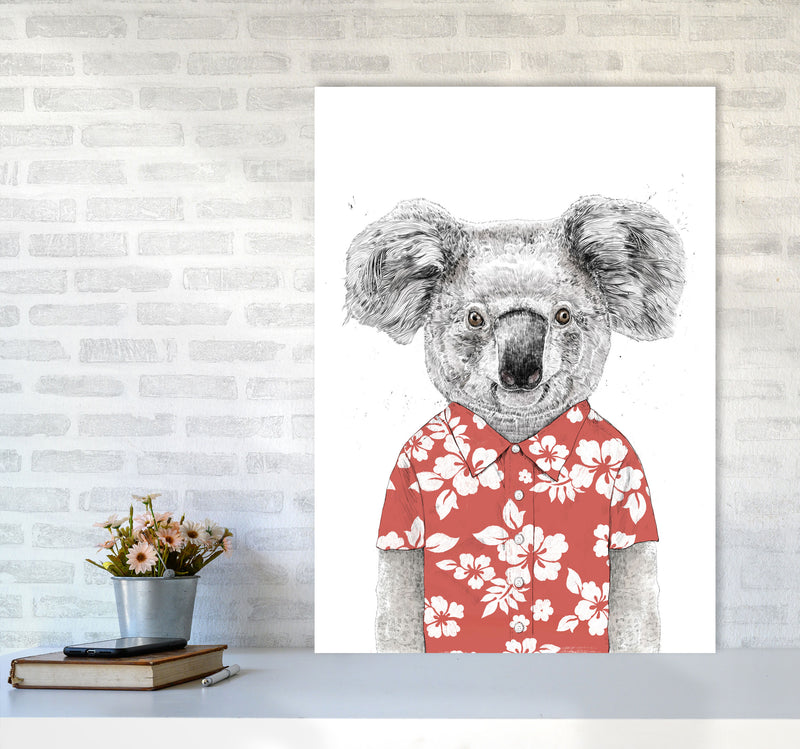 Summer Koala Red Animal Art Print by Balaz Solti A1 Black Frame