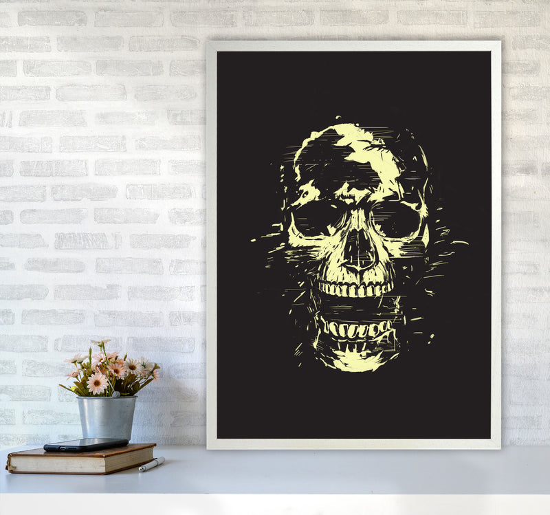 Scream Skull Black Art Print by Balaz Solti A1 Oak Frame