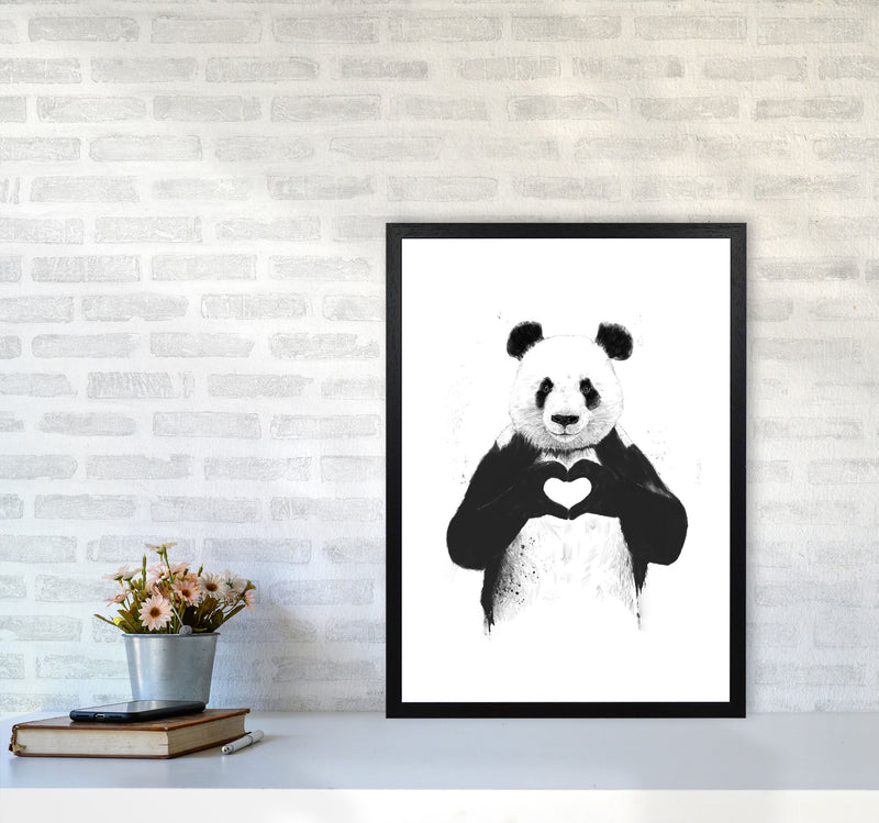 All You Need Is Love Panda Animal Art Print by Balaz Solti A2 White Frame