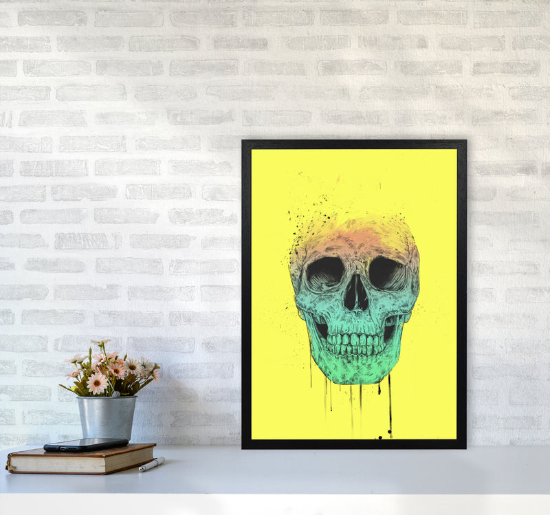 Yellow Pop Art Skull Art Print by Balaz Solti A2 White Frame