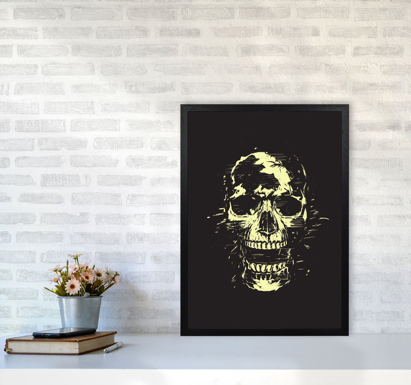 Scream Skull Black Art Print by Balaz Solti A2 White Frame
