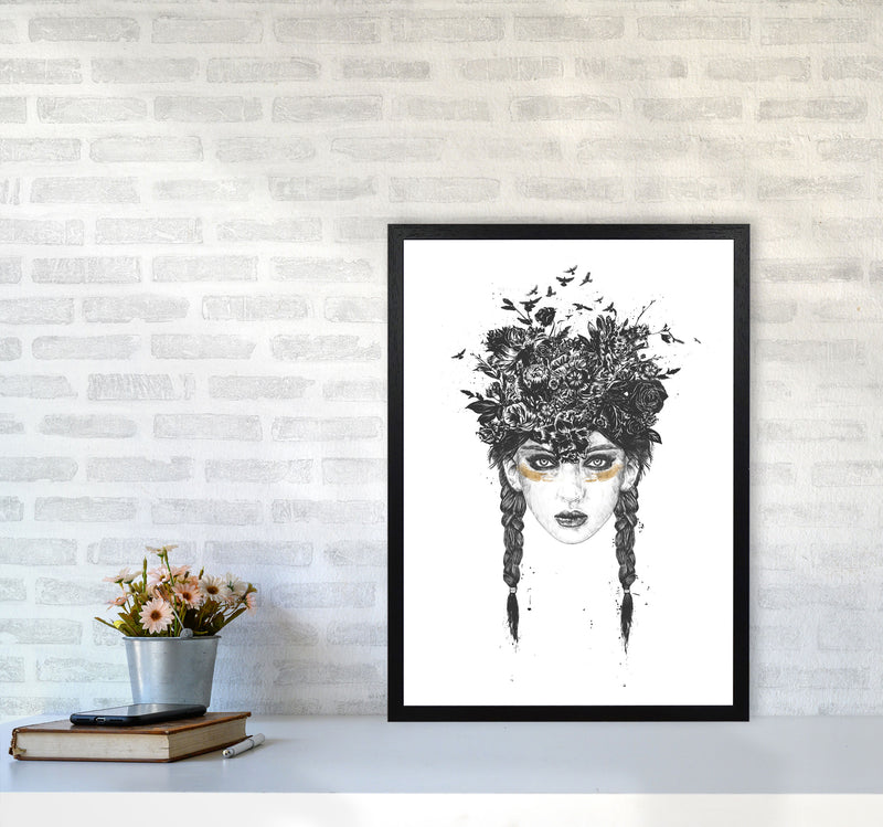 Summer Queen B&W Art Print by Balaz Solti A2 White Frame