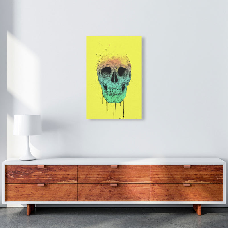Yellow Pop Art Skull Art Print by Balaz Solti A2 Canvas