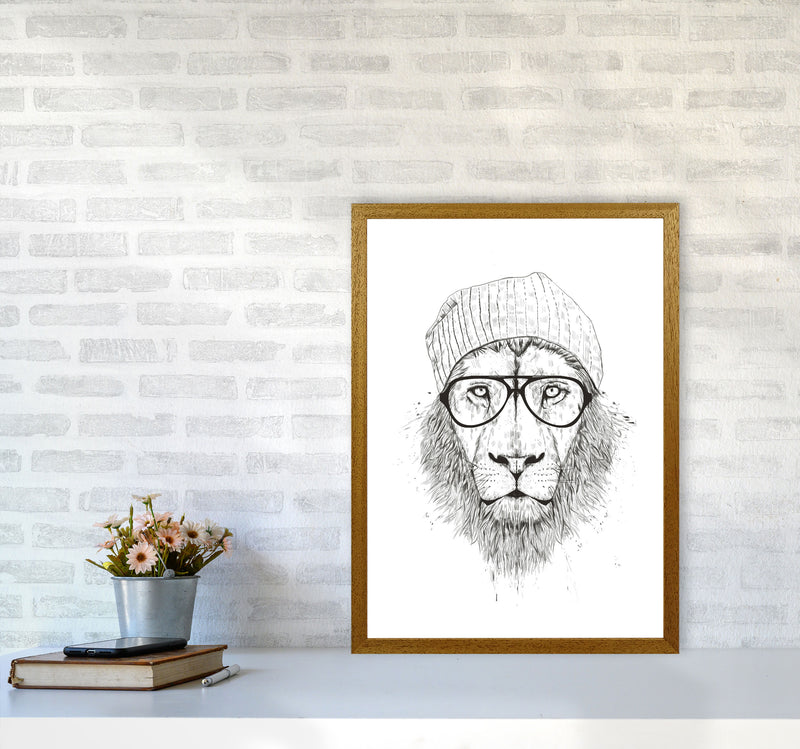 Cool Hipster Lion B&W Animal Art Print by Balaz Solti A2 Print Only