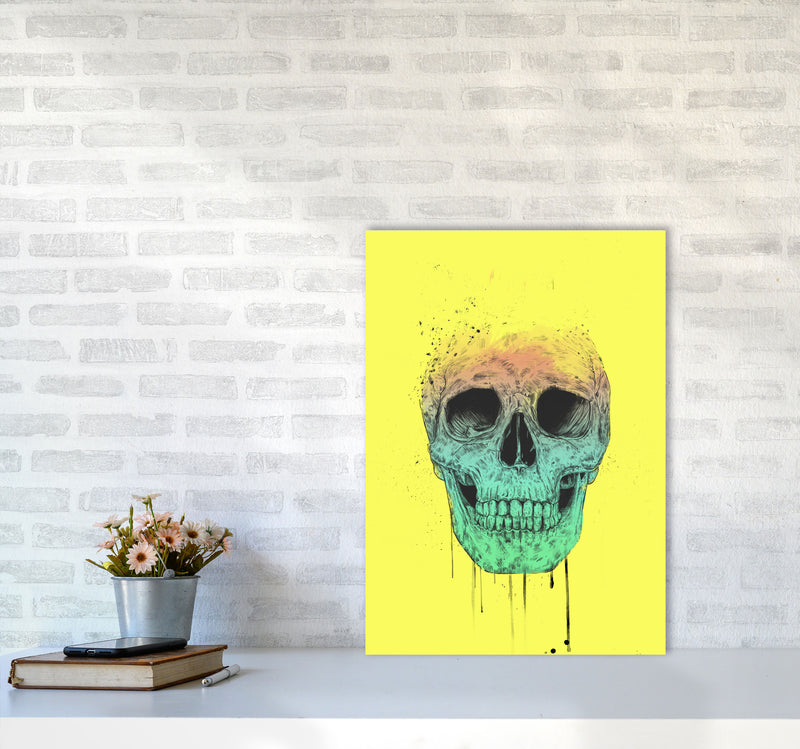Yellow Pop Art Skull Art Print by Balaz Solti A2 Black Frame