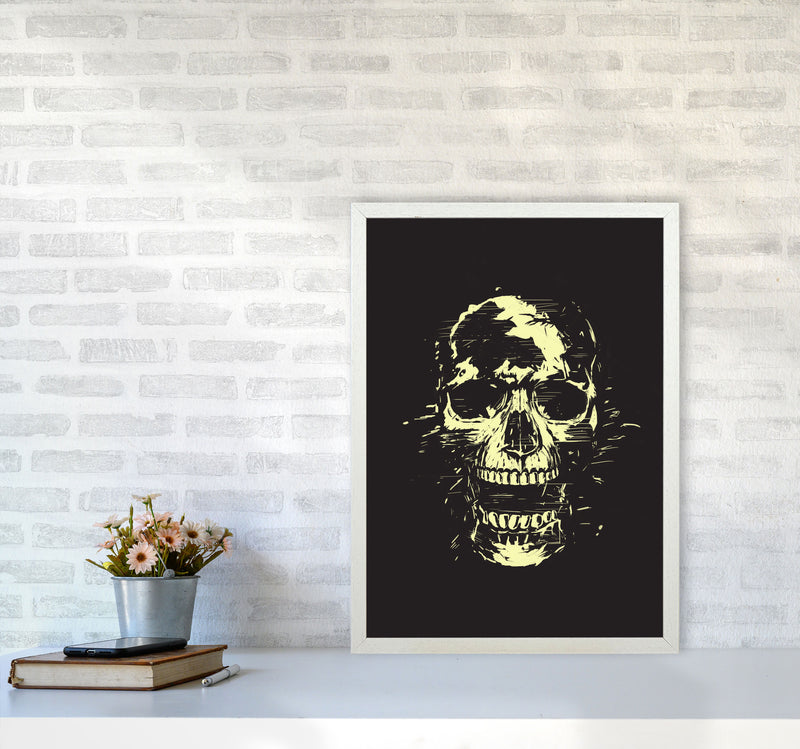 Scream Skull Black Art Print by Balaz Solti A2 Oak Frame