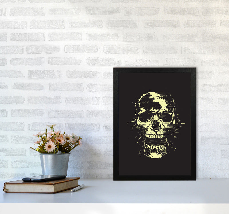 Scream Skull Black Art Print by Balaz Solti A3 White Frame