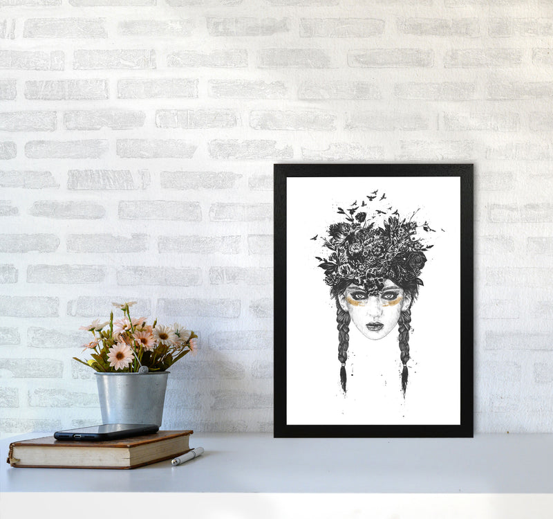 Summer Queen B&W Art Print by Balaz Solti A3 White Frame