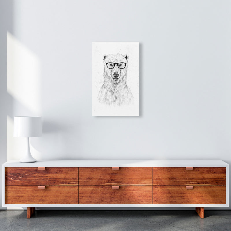 Geeky Bear Animal Art Print by Balaz Solti A3 Canvas