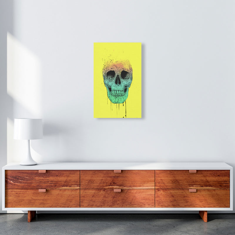 Yellow Pop Art Skull Art Print by Balaz Solti A3 Canvas