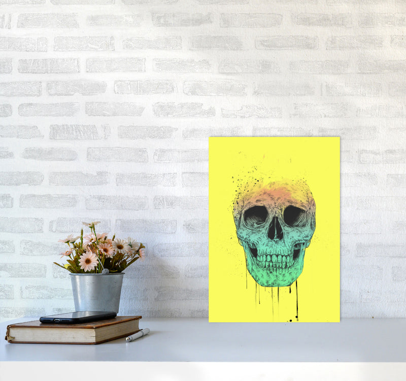 Yellow Pop Art Skull Art Print by Balaz Solti A3 Black Frame