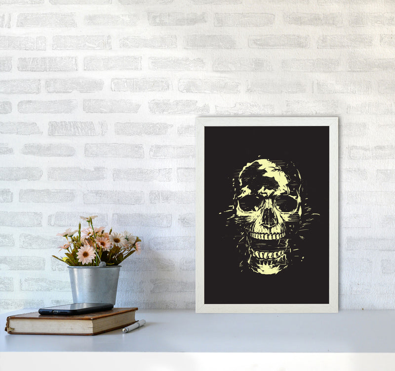 Scream Skull Black Art Print by Balaz Solti A3 Oak Frame