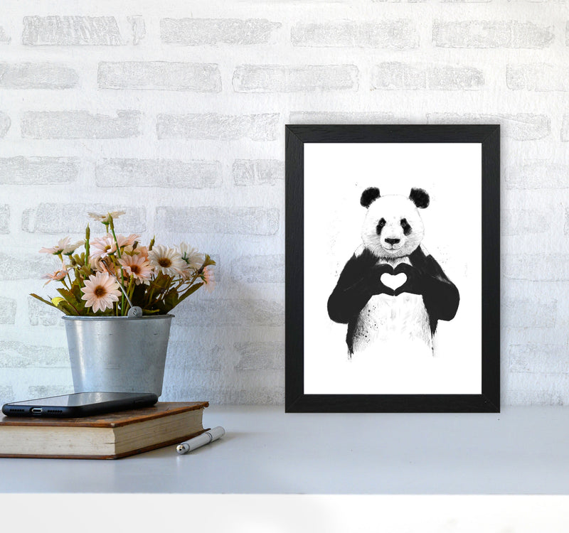 All You Need Is Love Panda Animal Art Print by Balaz Solti A4 White Frame