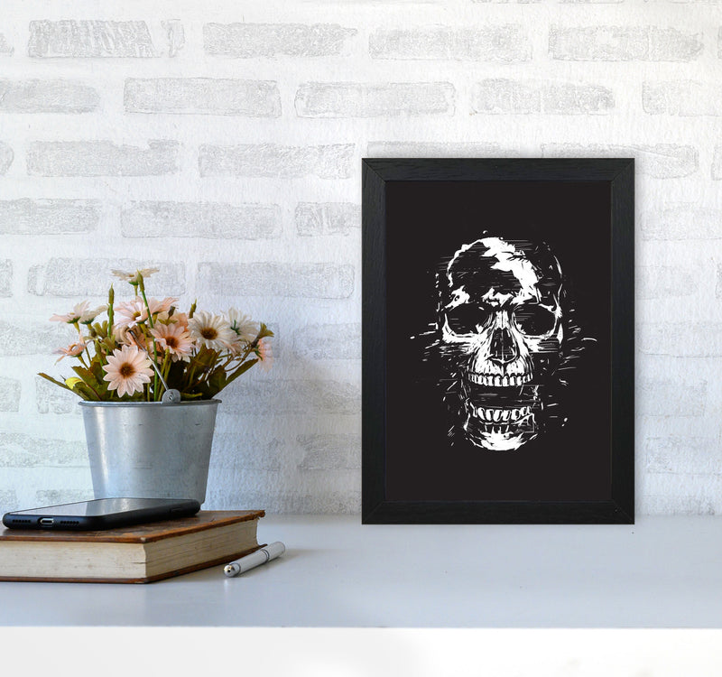 Scream Skull Black by Balaz Solti A4 White Frame