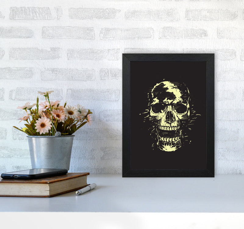 Scream Skull Black Art Print by Balaz Solti A4 White Frame