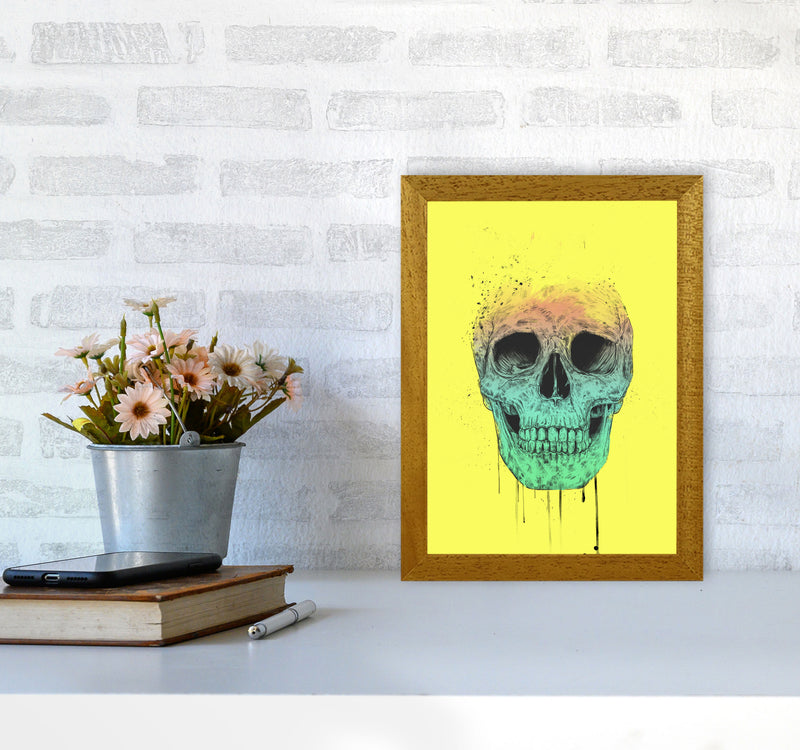 Yellow Pop Art Skull Art Print by Balaz Solti A4 Print Only