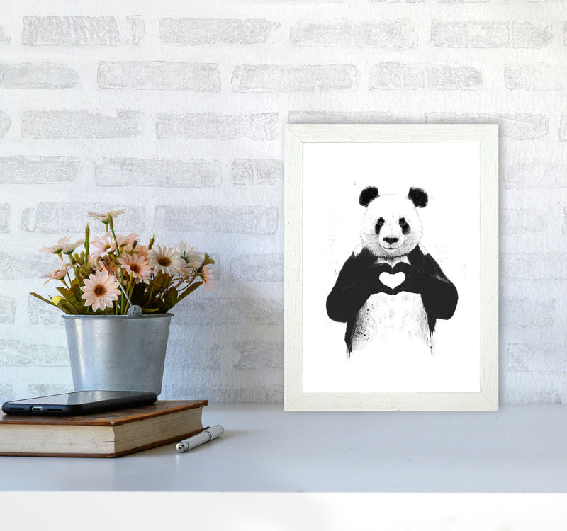All You Need Is Love Panda Animal Art Print by Balaz Solti A4 Oak Frame