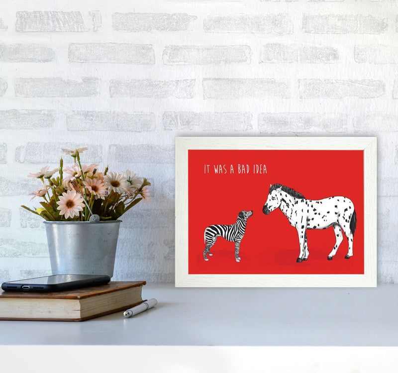 It Was A Bad Idea Humorous Animals Animal Art Print by Balaz Solti A4 Oak Frame