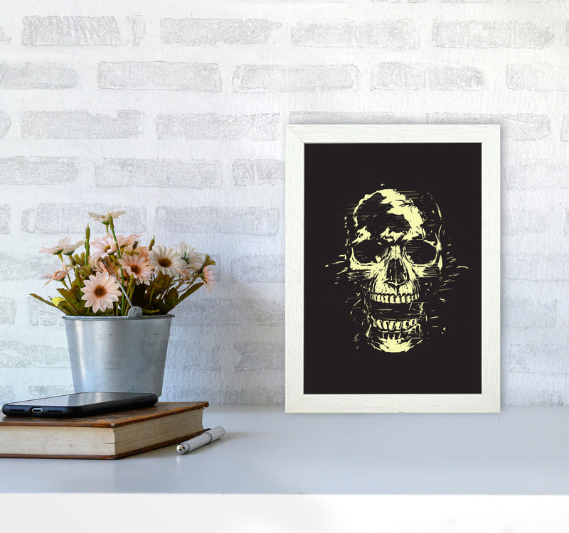 Scream Skull Black Art Print by Balaz Solti A4 Oak Frame