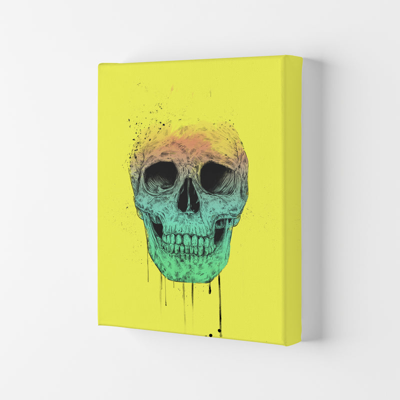Yellow Pop Art Skull Art Print by Balaz Solti Canvas