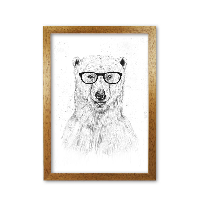 Geeky Bear Animal Art Print by Balaz Solti Oak Grain