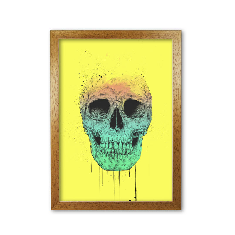 Yellow Pop Art Skull Art Print by Balaz Solti Oak Grain