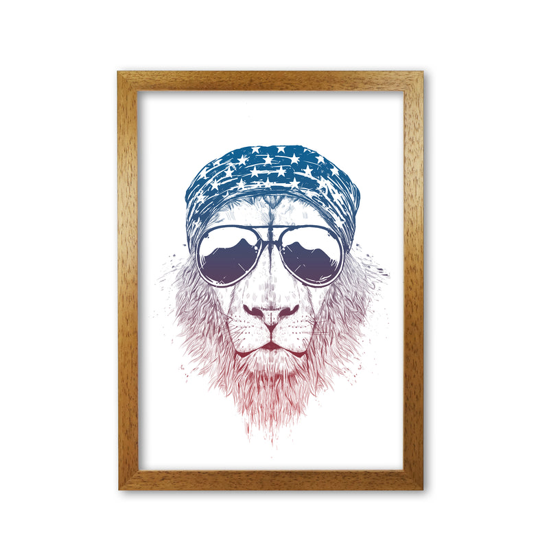 Wild Lion Colour Animal Art Print by Balaz Solti Oak Grain