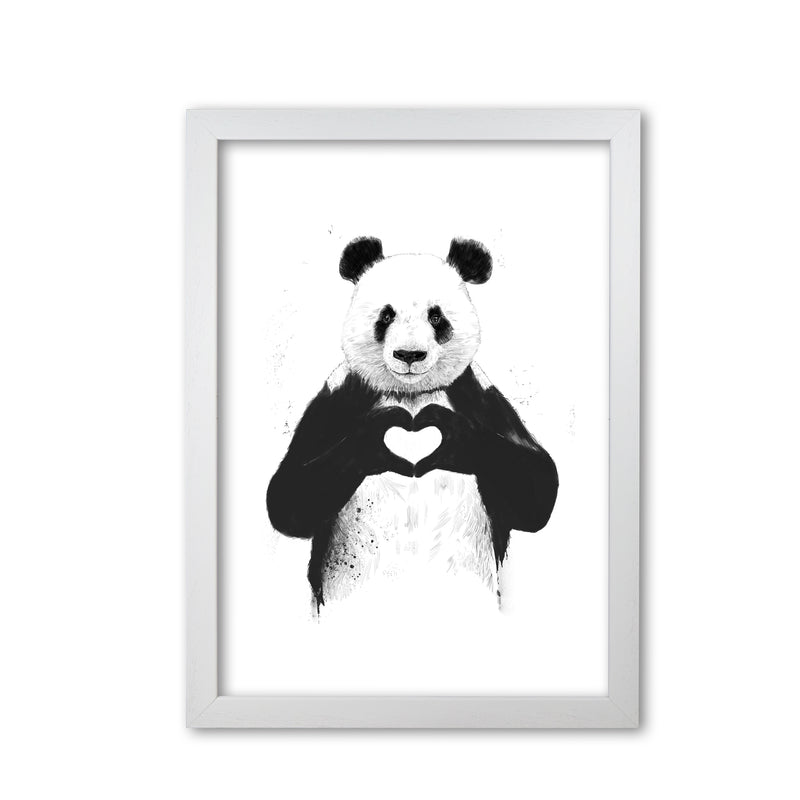 All You Need Is Love Panda Animal Art Print by Balaz Solti White Grain