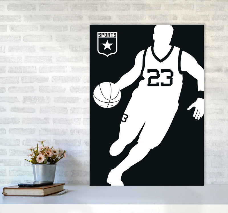 Basketball Black Art Print by Bo Lundberg A1 Black Frame