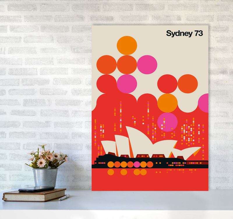 Sydney 73 Red Art Print by Bo Lundberg A1 Black Frame