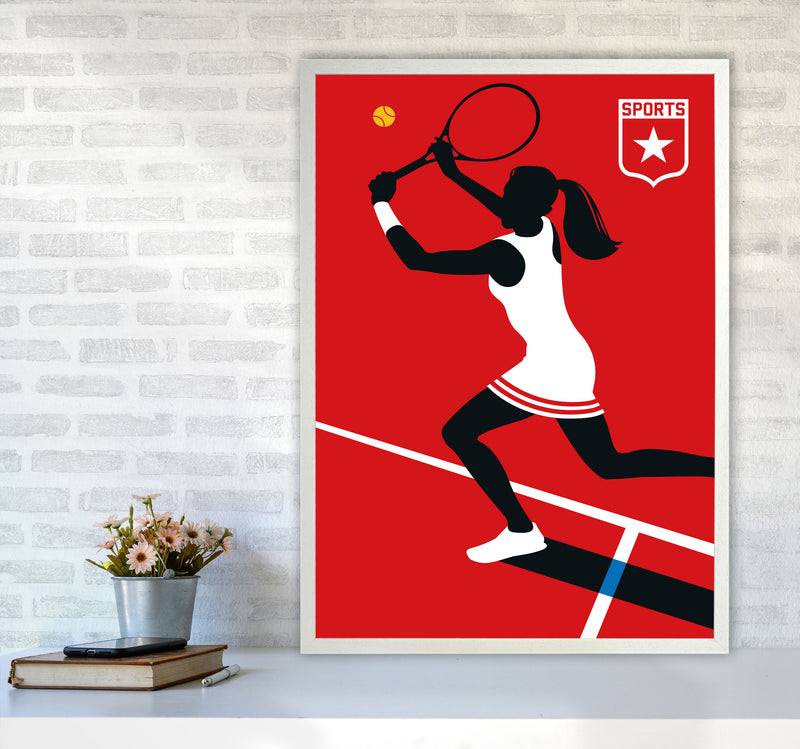Tennis Art Print by Bo Lundberg A1 Oak Frame