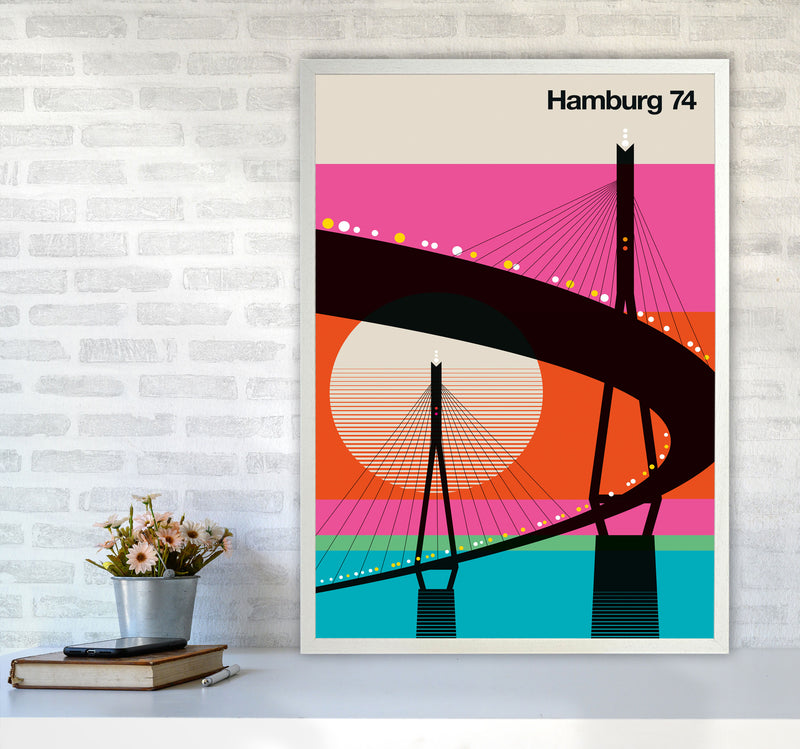 Hamburg 74 Art Print by Bo Lundberg A1 Oak Frame