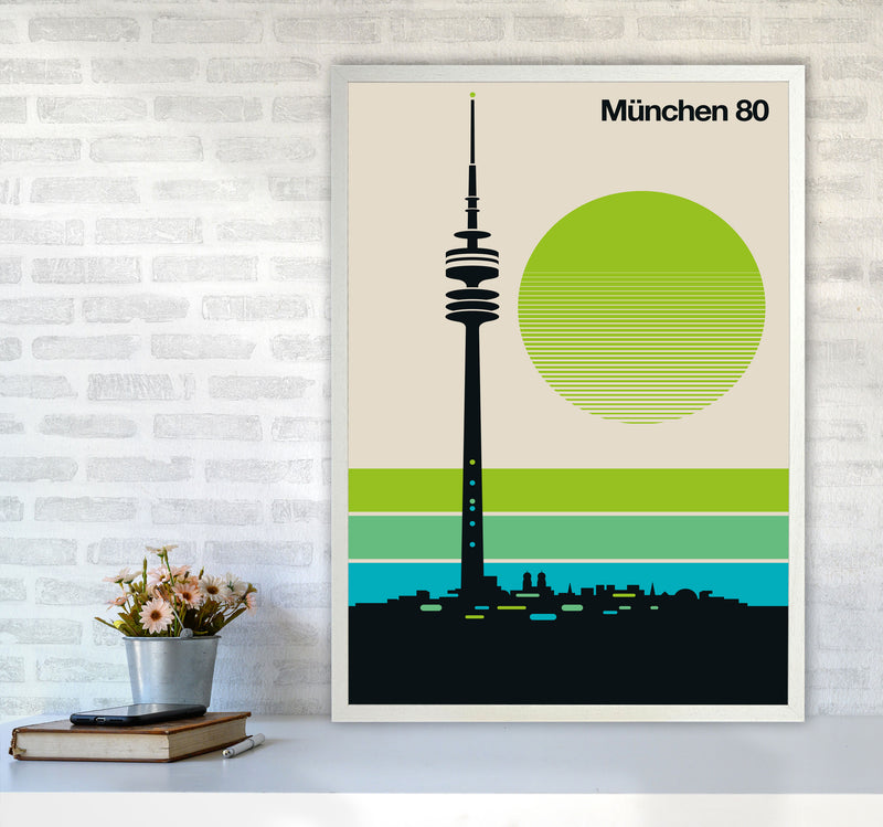 München 80 Art Print by Bo Lundberg A1 Oak Frame