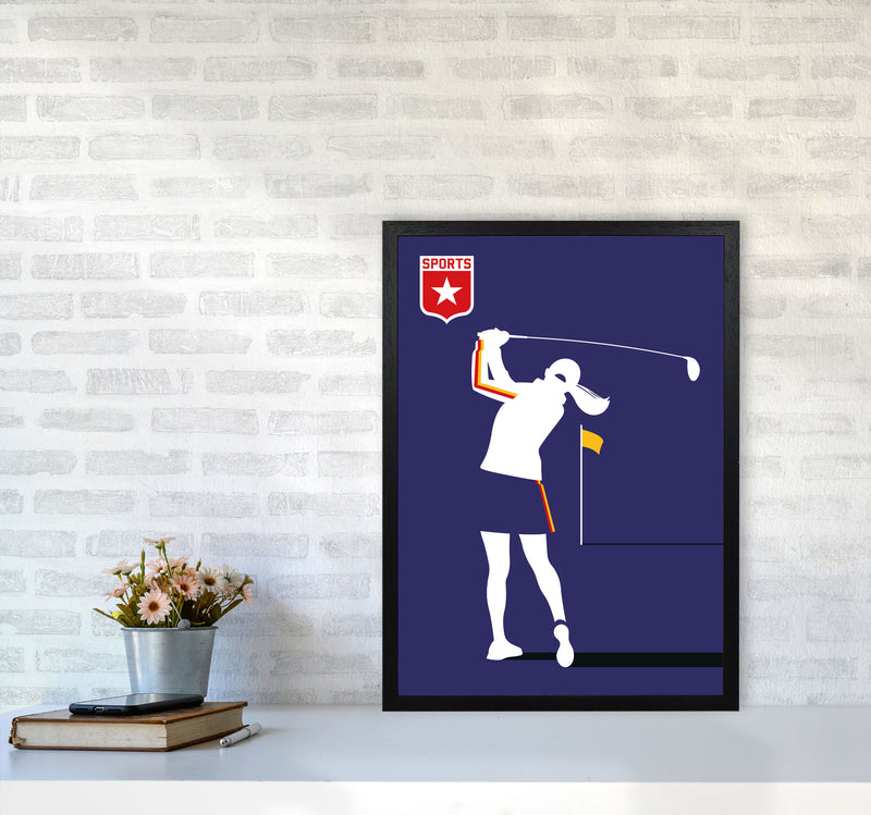 Golf Blue Art Print by Bo Lundberg A2 White Frame