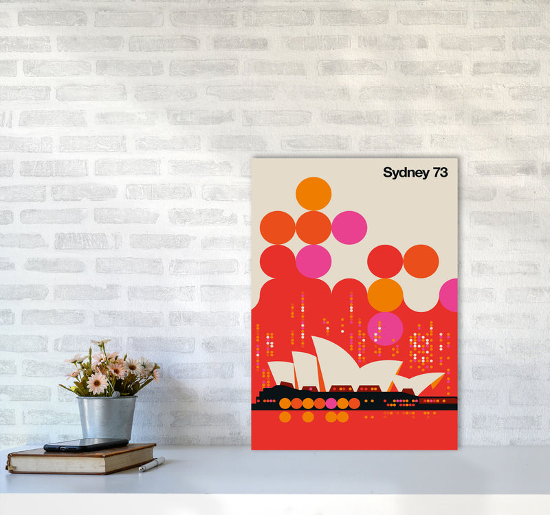 Sydney 73 Red Art Print by Bo Lundberg A2 Black Frame