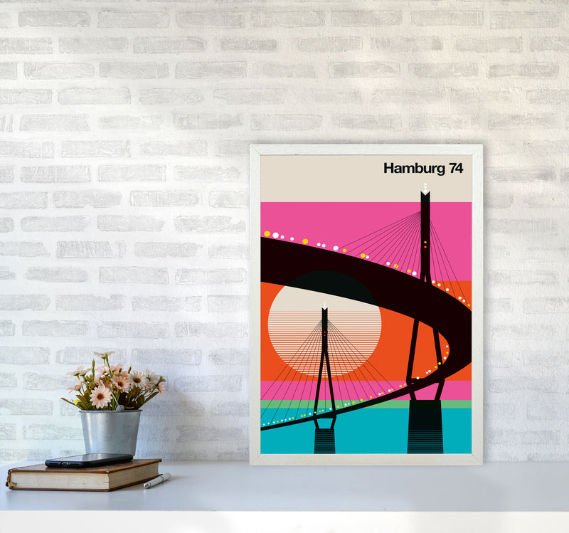 Hamburg 74 Art Print by Bo Lundberg A2 Oak Frame