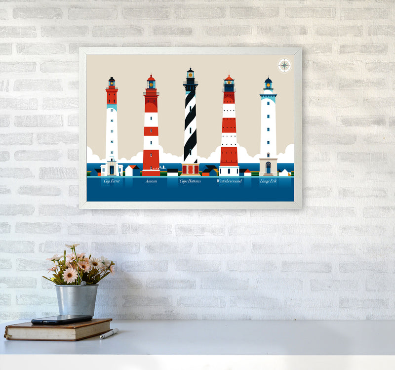 Lighthouse Island 150 Art Print by Bo Lundberg A2 Oak Frame