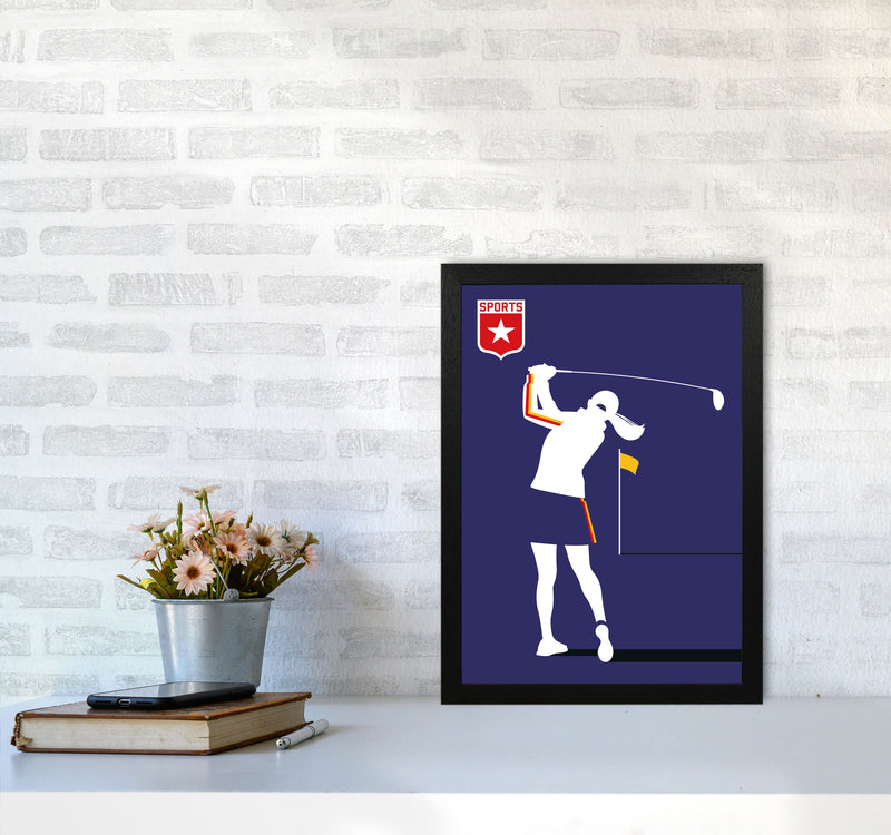 Golf Blue Art Print by Bo Lundberg A3 White Frame