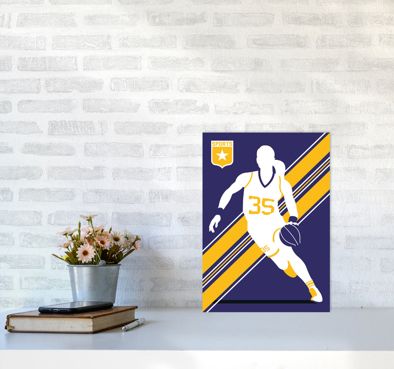Basketball Blue Art Print by Bo Lundberg A3 Black Frame