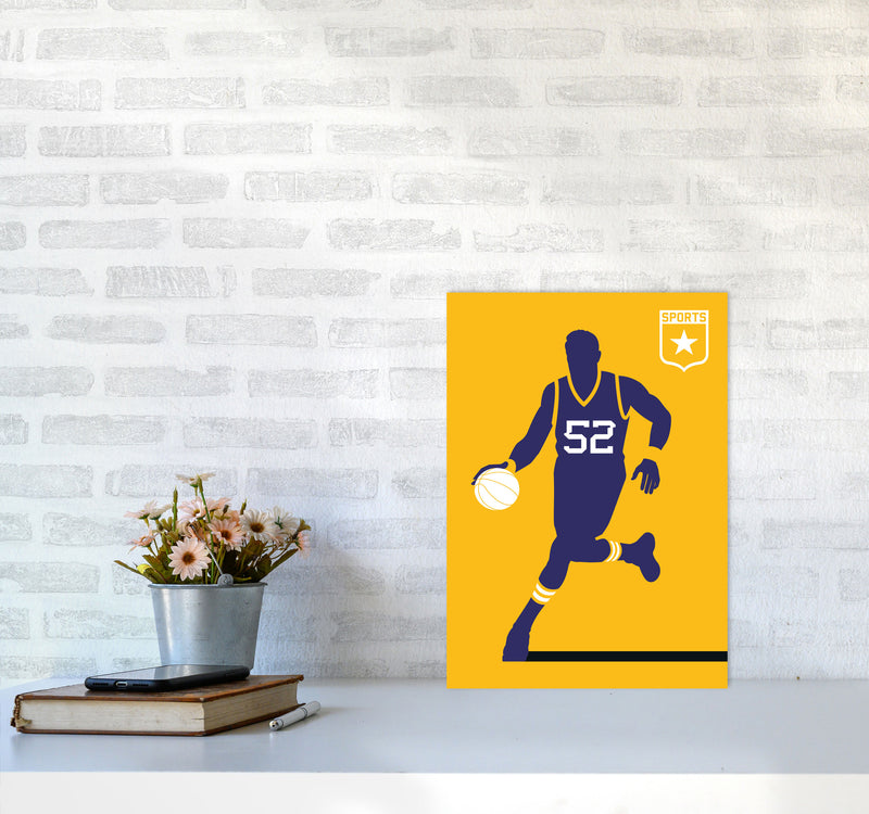 Basketball Yellow Art Print by Bo Lundberg A3 Black Frame