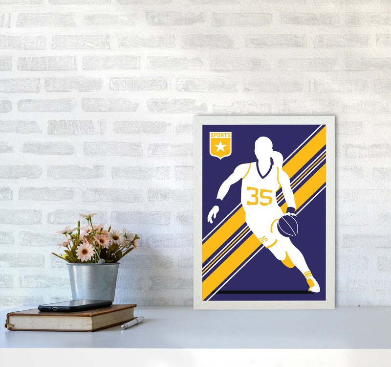 Basketball Blue Art Print by Bo Lundberg A3 Oak Frame
