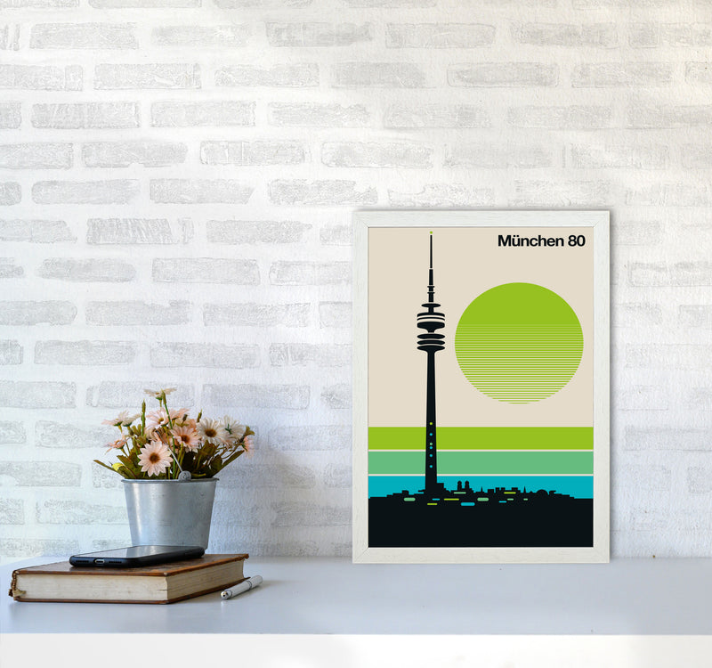 München 80 Art Print by Bo Lundberg A3 Oak Frame
