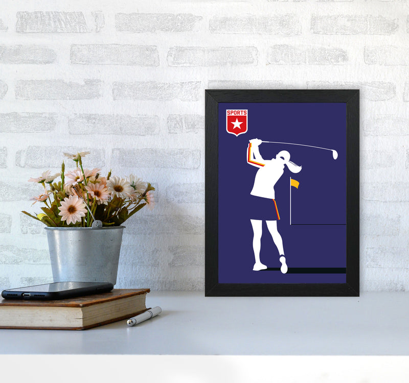 Golf Blue Art Print by Bo Lundberg A4 White Frame